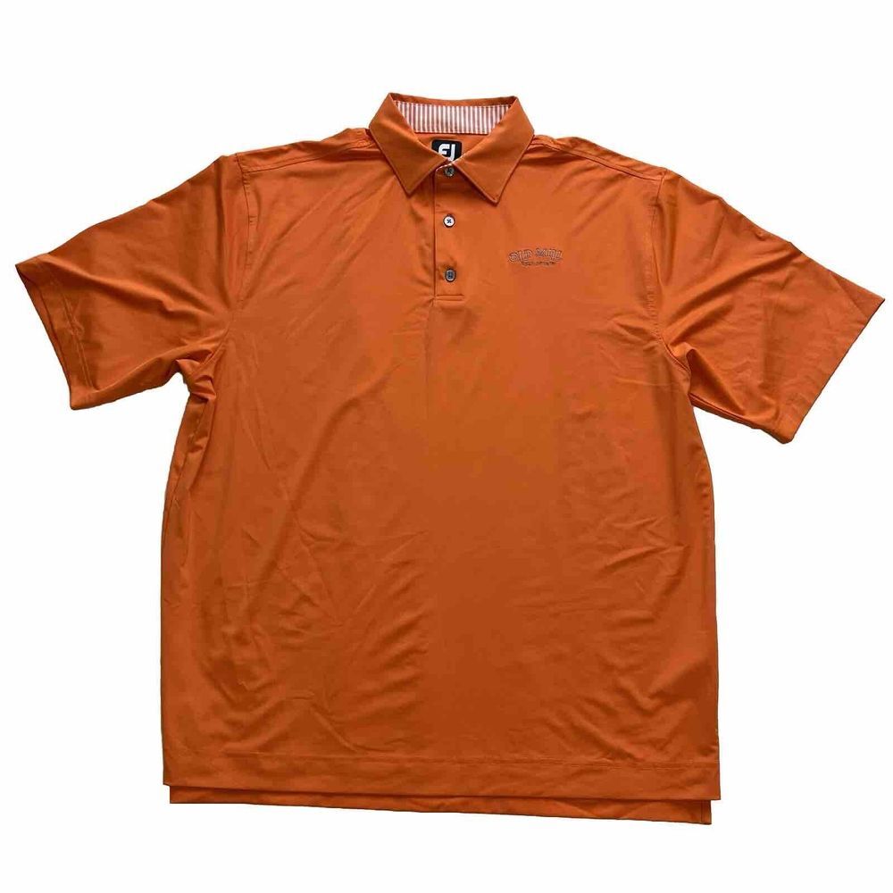 Footjoy Golf Polo Shirt Orange Old Mill Golf Course Logo Shirt Men's XL